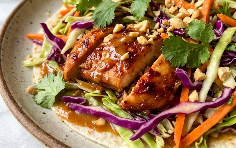 Thai Chicken Wrap with Crunchy Asian Slaw